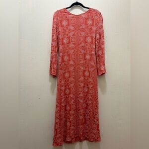 ZARA BURNT ORANGE EMBROIDERED MAXI DRESS